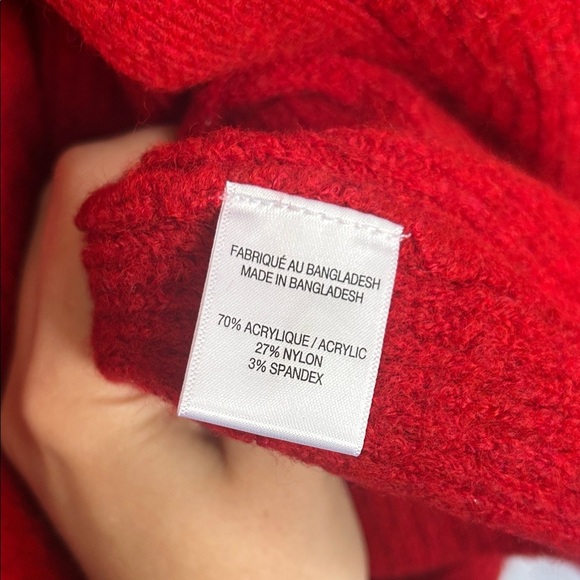 Red Women's Cardigan Sweater with Sparkly Bow - Picture 8 of 10